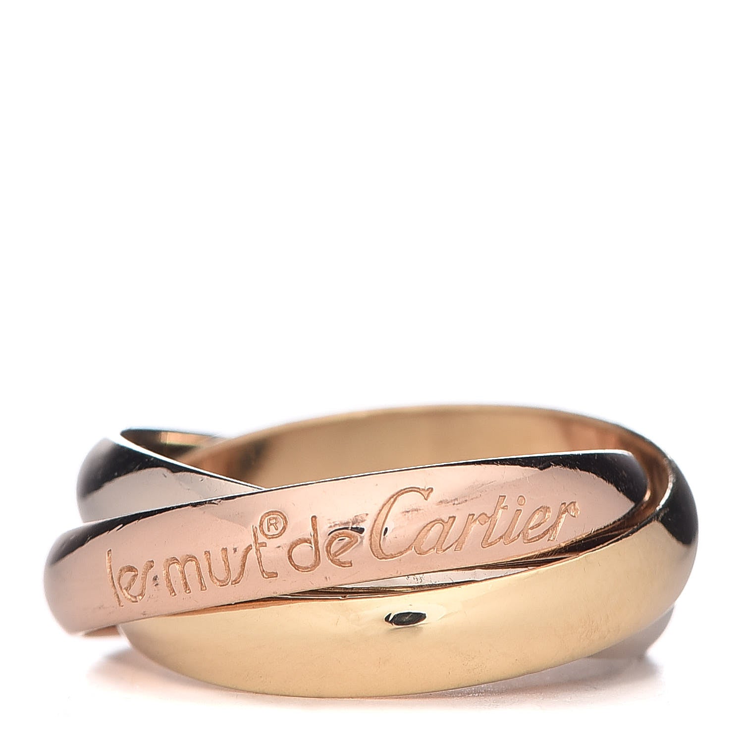 Cartier 18K Pink Yellow White Gold Classic Les Must De Trinity Ring 51 5.75 1 of 6