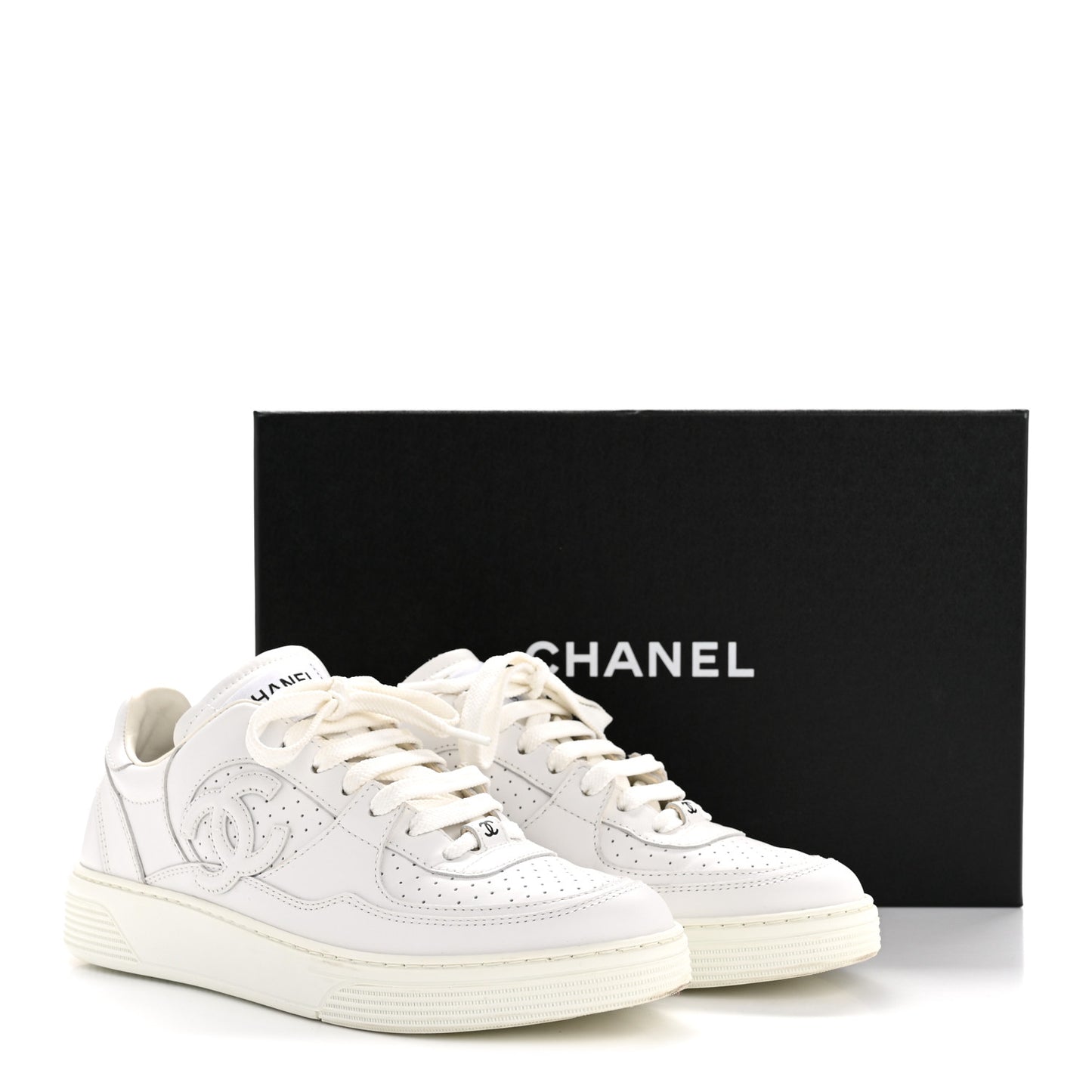 Calfskin CC Womens Sneakers 38 White