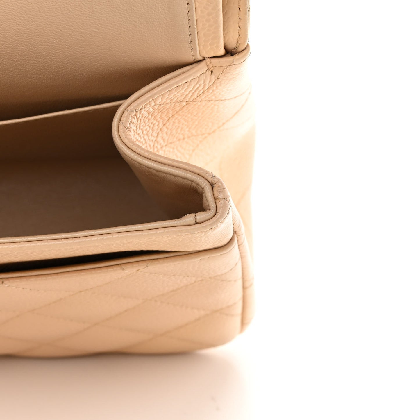 Caviar Quilted Jumbo Double Flap Beige