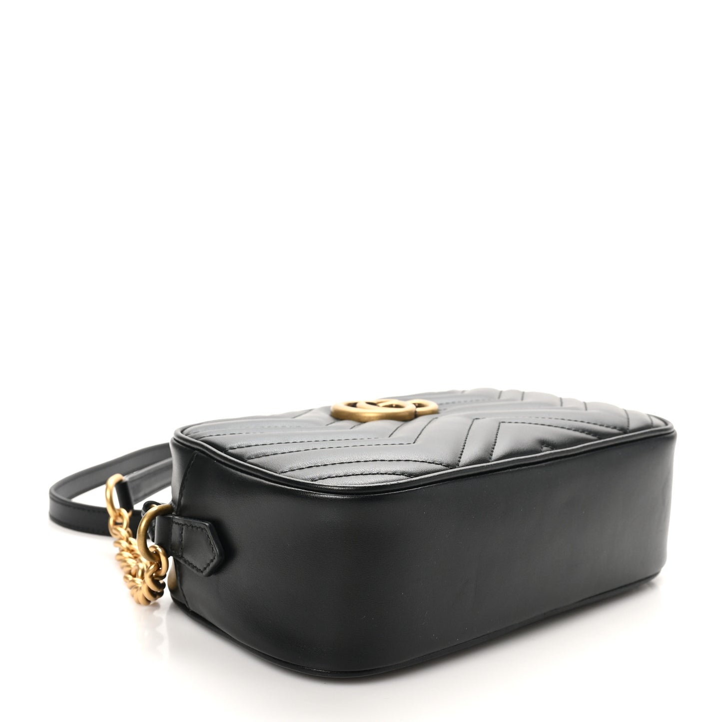 Calfskin Matelasse Small GG Marmont Chain Shoulder Bag Black