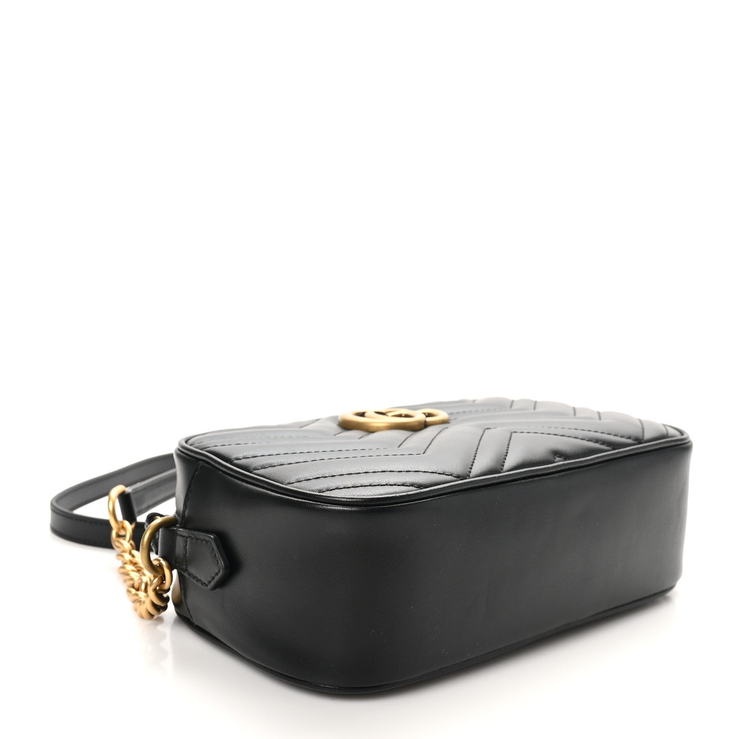 Gucci Calfskin Matelasse Small GG Marmont Chain Shoulder Bag Black 4 of 10