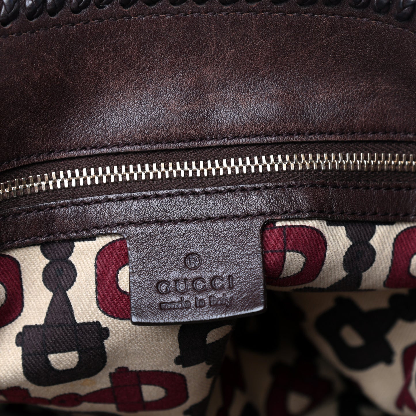 Guccissima Large Horsebit Chain Hobo Chocolate