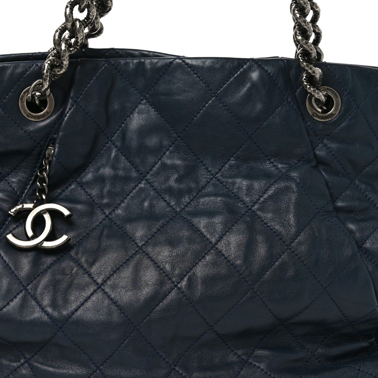 Calfskin Quilted Large Coco Pleats Tote Navy