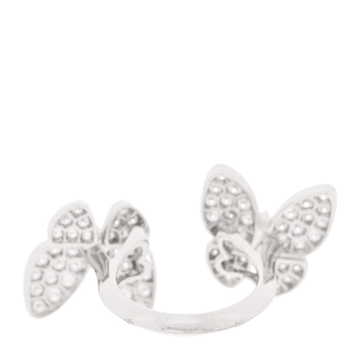 18K White Gold Diamond Two Butterfly Between The Finger Ring 49 5