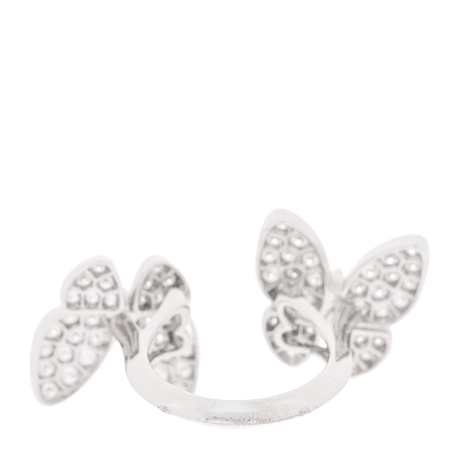 Van Cleef & Arpels 18K White Gold Diamond Two Butterfly Between The Finger Ring 49 5 3 of 5