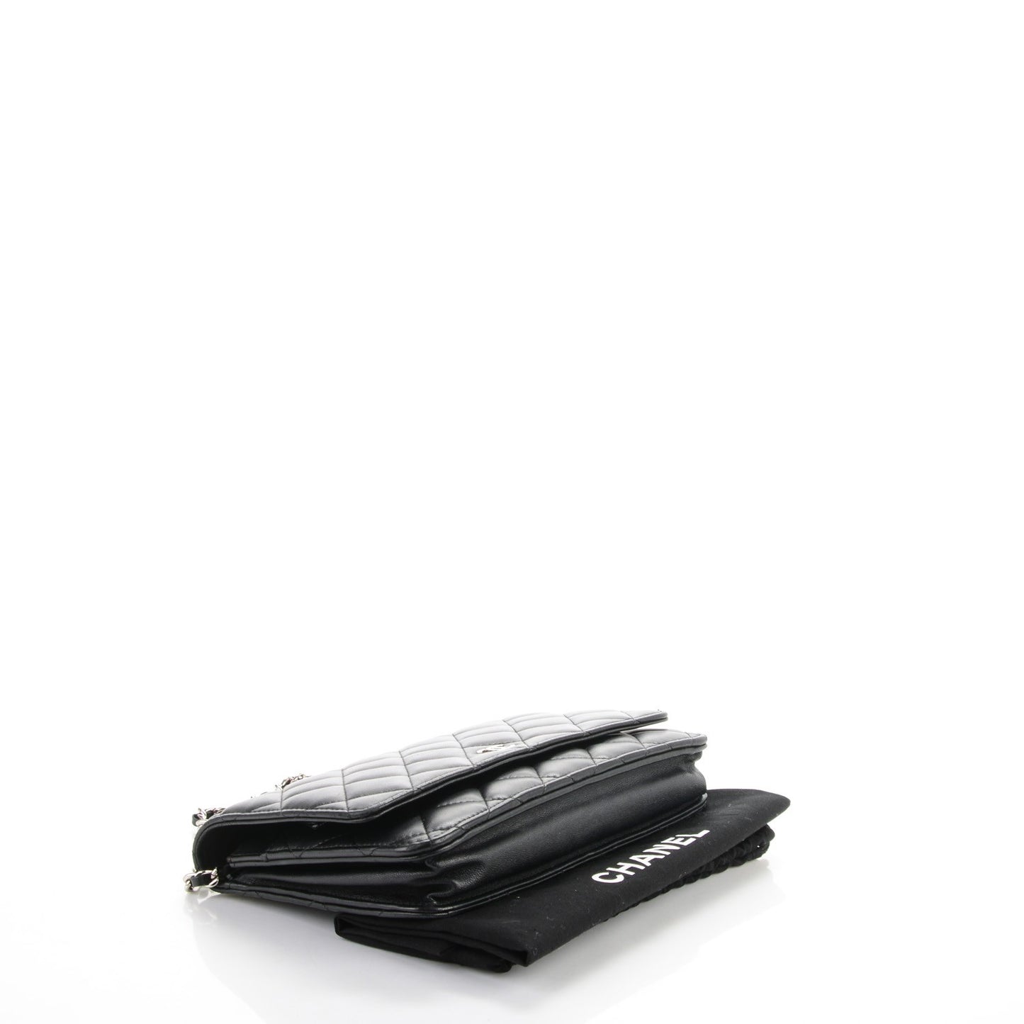 Lambskin Quilted Wallet On Chain WOC Black