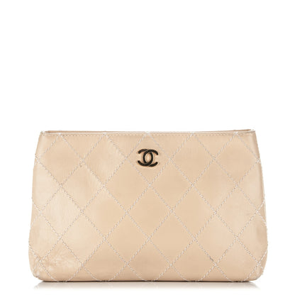 Chanel Lambskin Diamond Stitch Clutch Beige 1 of 8