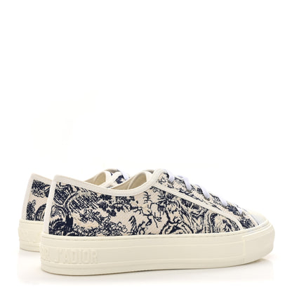 Christian Dior Canvas Toile De Jouy Embroidered Womens Walk Dior Low Top Sneakers 38.5 White Navy 5 of 11