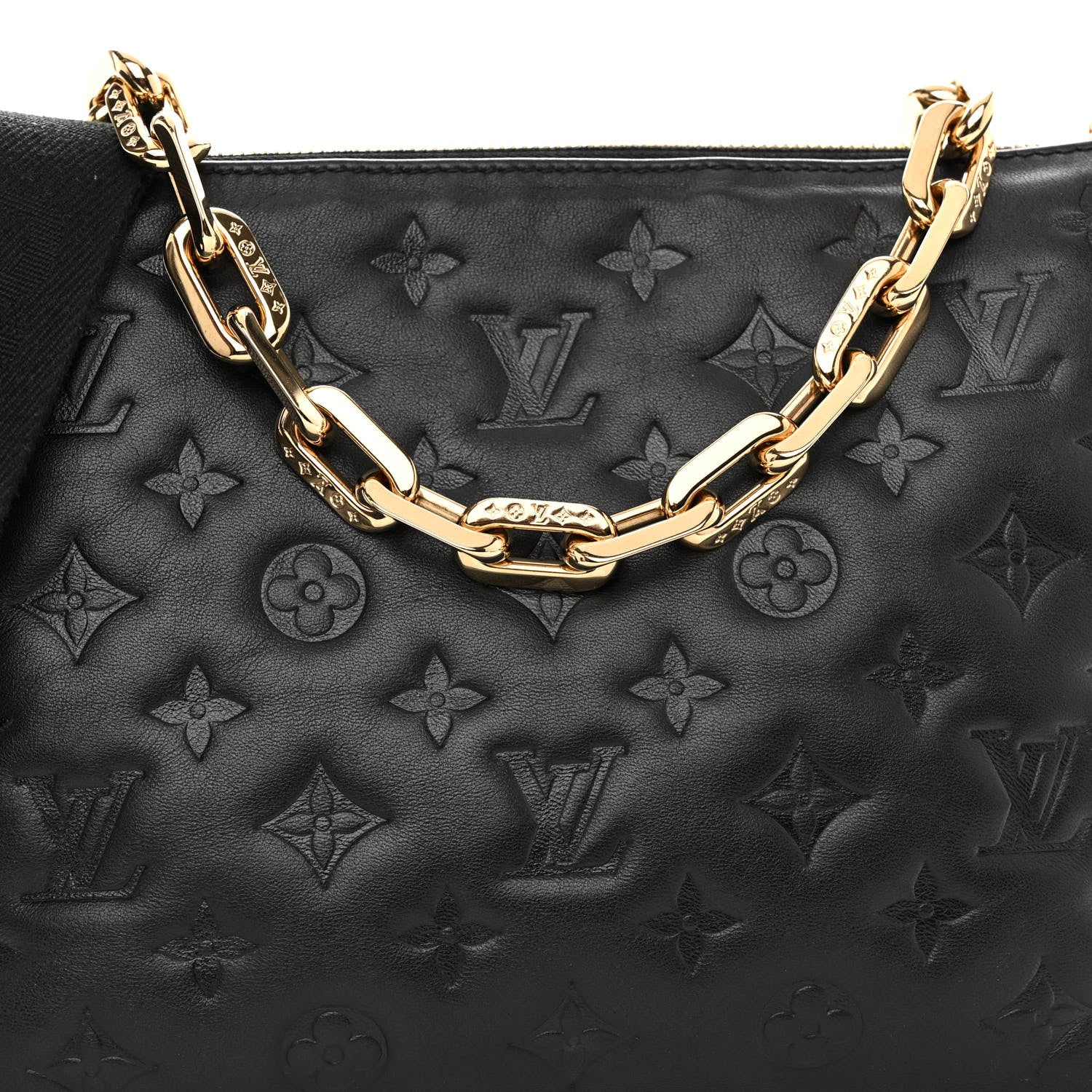 Louis Vuitton Lambskin Embossed Monogram Coussin PM Black 9 of 11