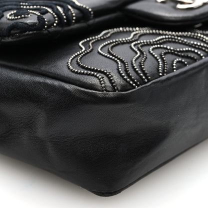 Chanel Lambskin Embroidered Camellia Follies Flap Black 9 of 10