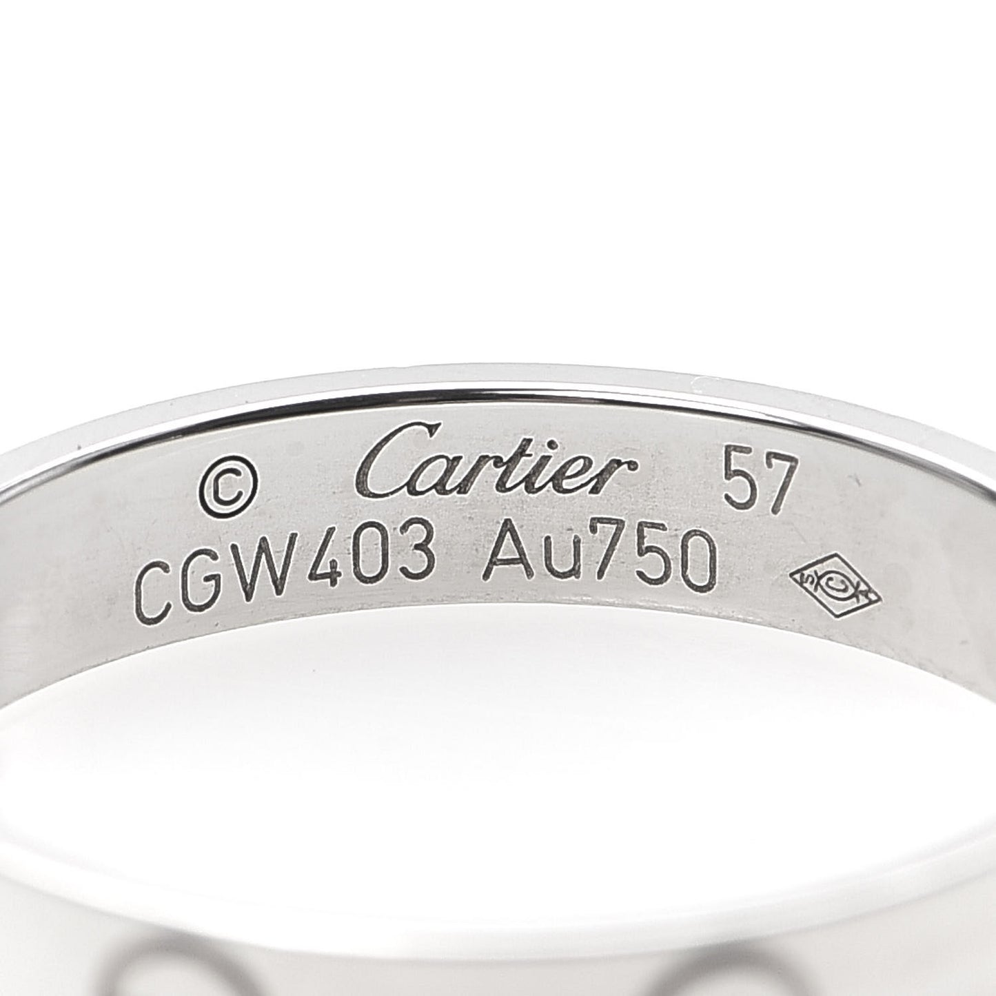 18K White Gold LOVE Wedding Band Ring 57 8