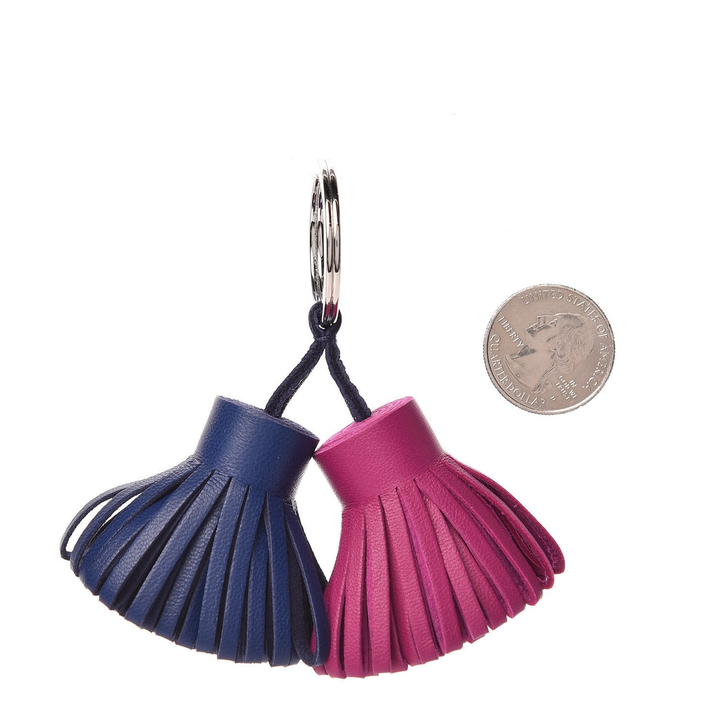 Lambskin Carmen Uno-Dos Key Holder Bleu Saphir Rose Pourpre