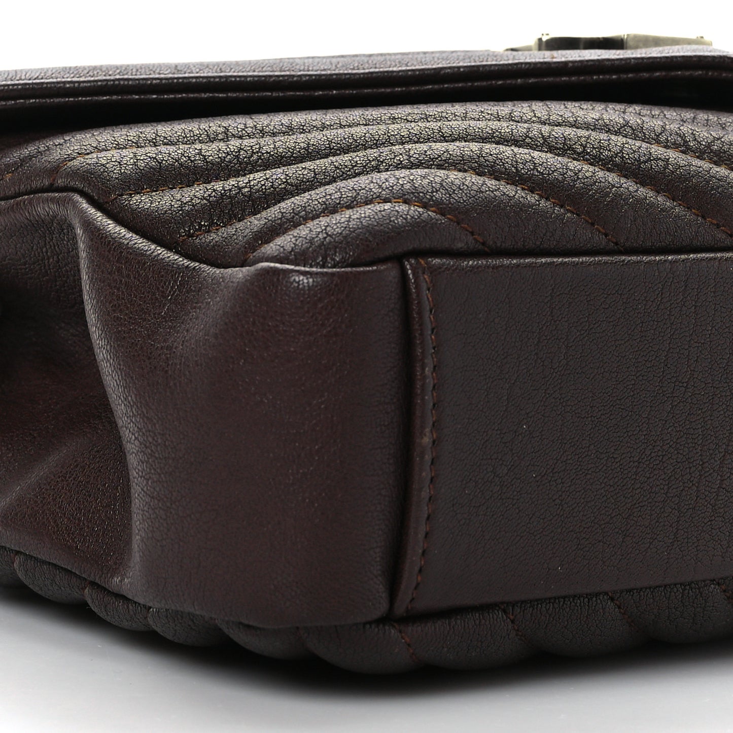 Sheepskin Matelasse Chevron Monogram Medium College Bag Black Tulip
