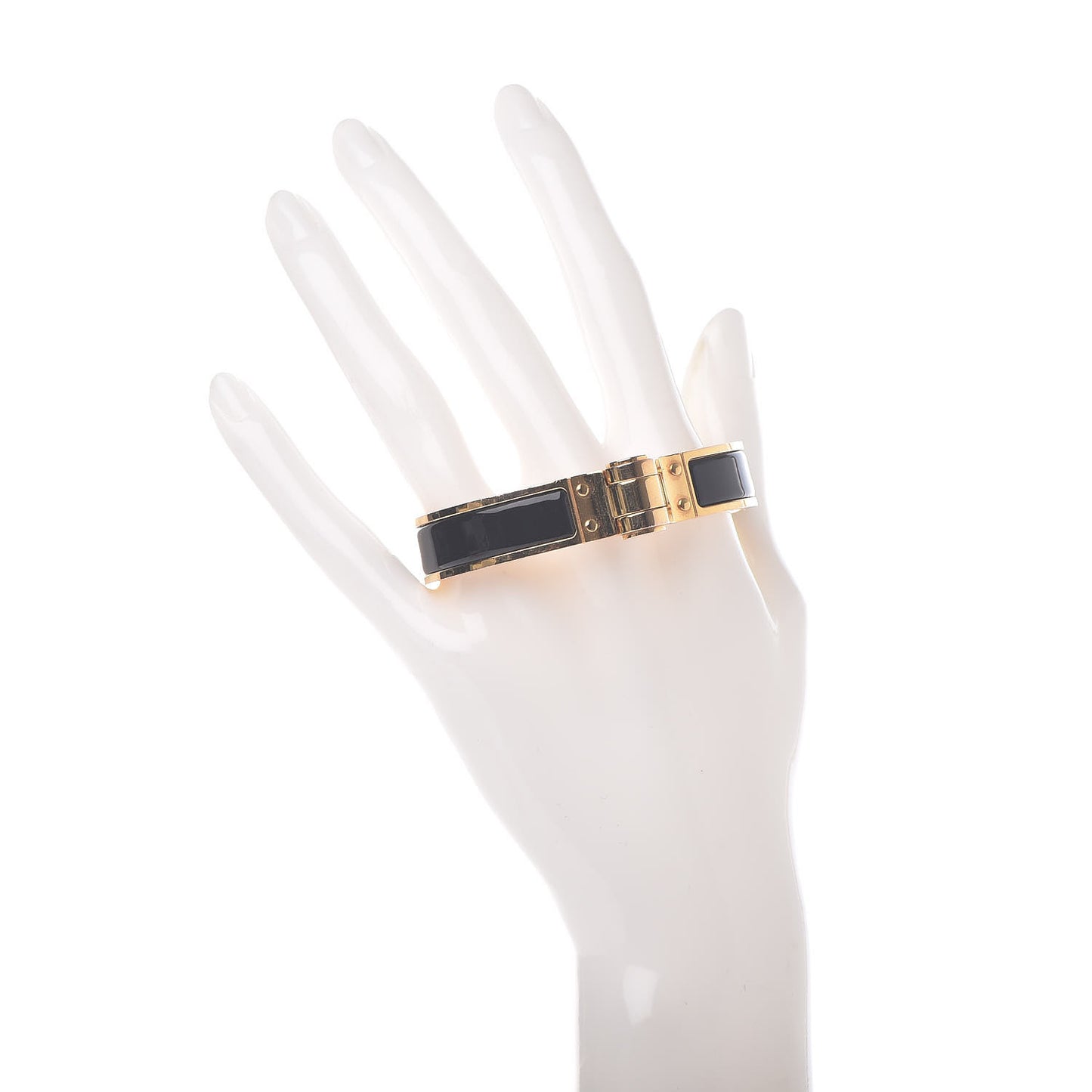 Enamel Charniere Uni Narrow Hinged Bracelet S Black
