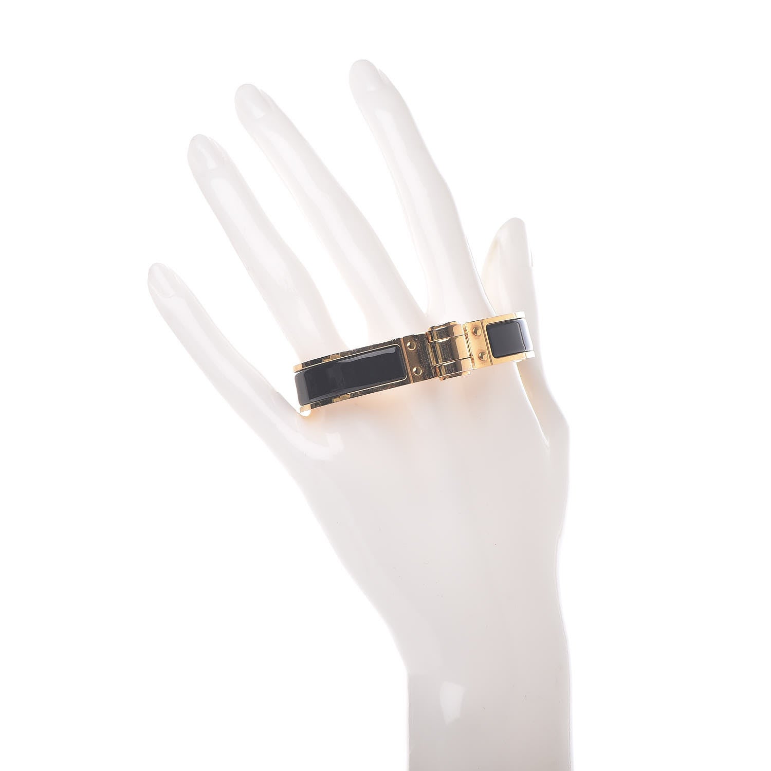 Hermes Enamel Charniere Uni Narrow Hinged Bracelet S Black 2 of 7