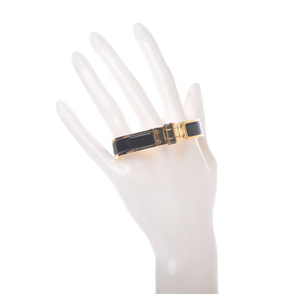 Hermes Enamel Charniere Uni Narrow Hinged Bracelet S Black 2 of 7
