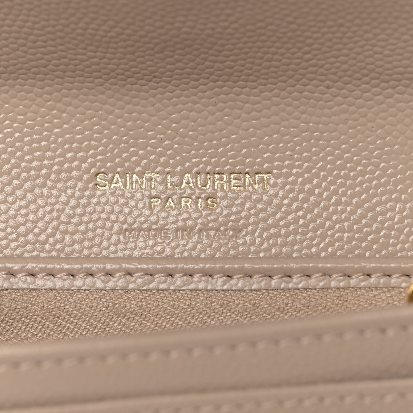 Grain De Poudre Textured Mixed Matelasse Triquilt Small Monogram Envelope Wallet Dark Beige