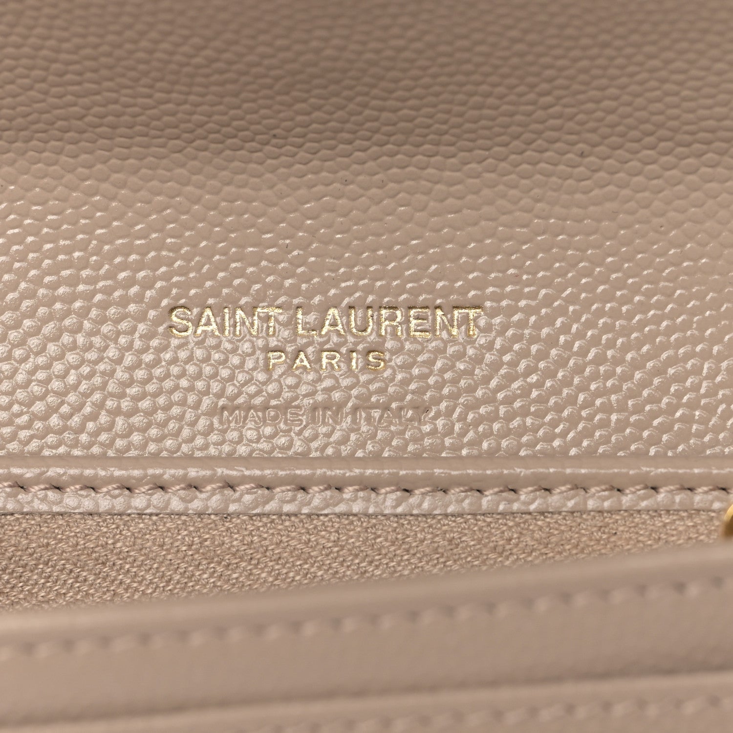 Saint Laurent Grain De Poudre Textured Mixed Matelasse Triquilt Small Monogram Envelope Wallet Dark Beige 6 of 9