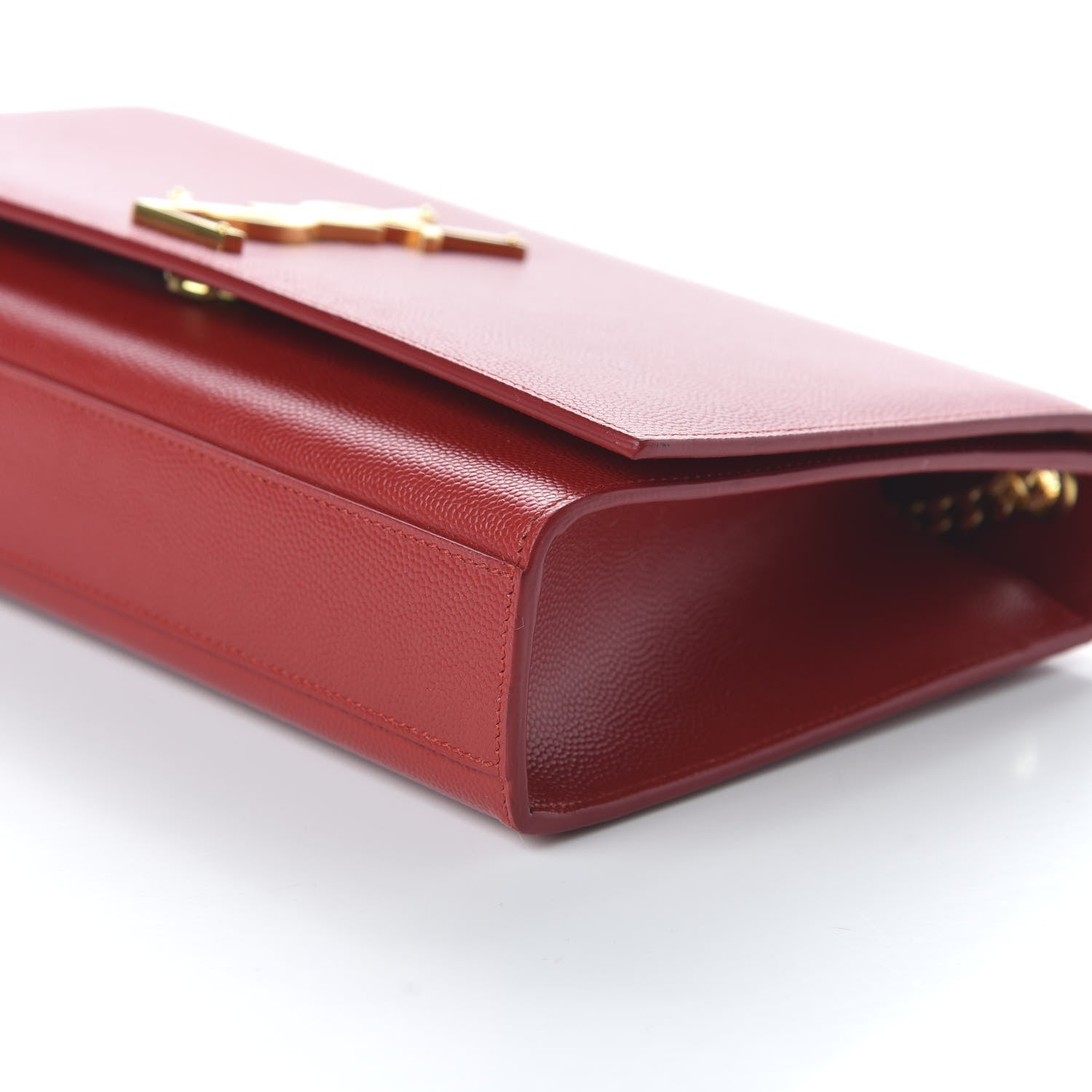 Saint Laurent Grain De Poudre Medium Monogram Kate Satchel Red 7 of 9
