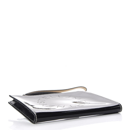 Stella McCartney Patent Faux Leather Perforated Logo Pouch Black 4 of 9