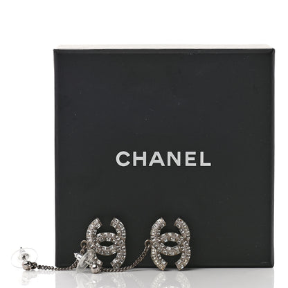 Chanel Baguette Crystal CC Drop Earrings Silver 5 of 5