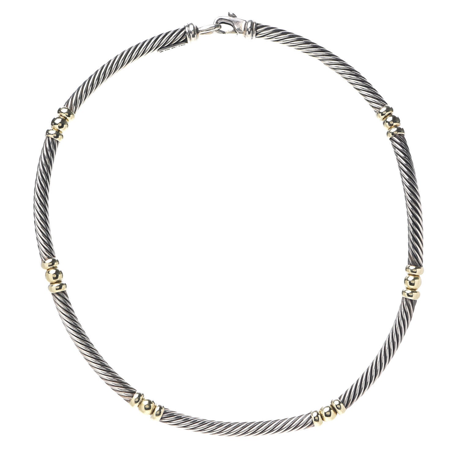 David Yurman Sterling Silver 14K Yellow Gold Hampton Cable Necklace 1 of 3