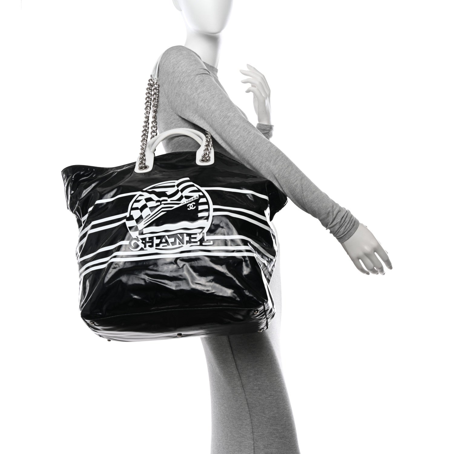 Chanel Vinyl Large La Pausa Bay Shopping Bag Black 2 of 11