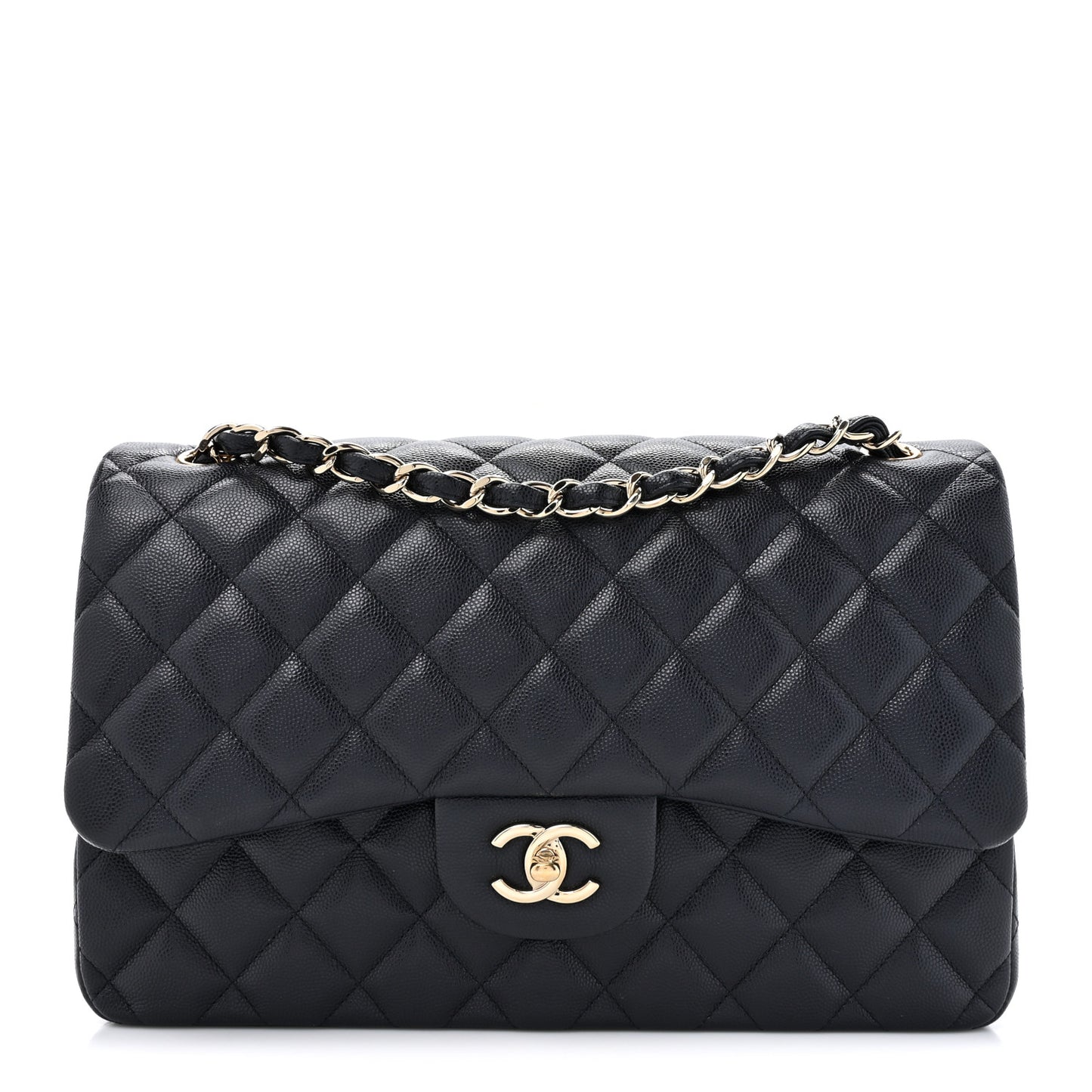 Caviar Quilted Jumbo Double Flap Navy