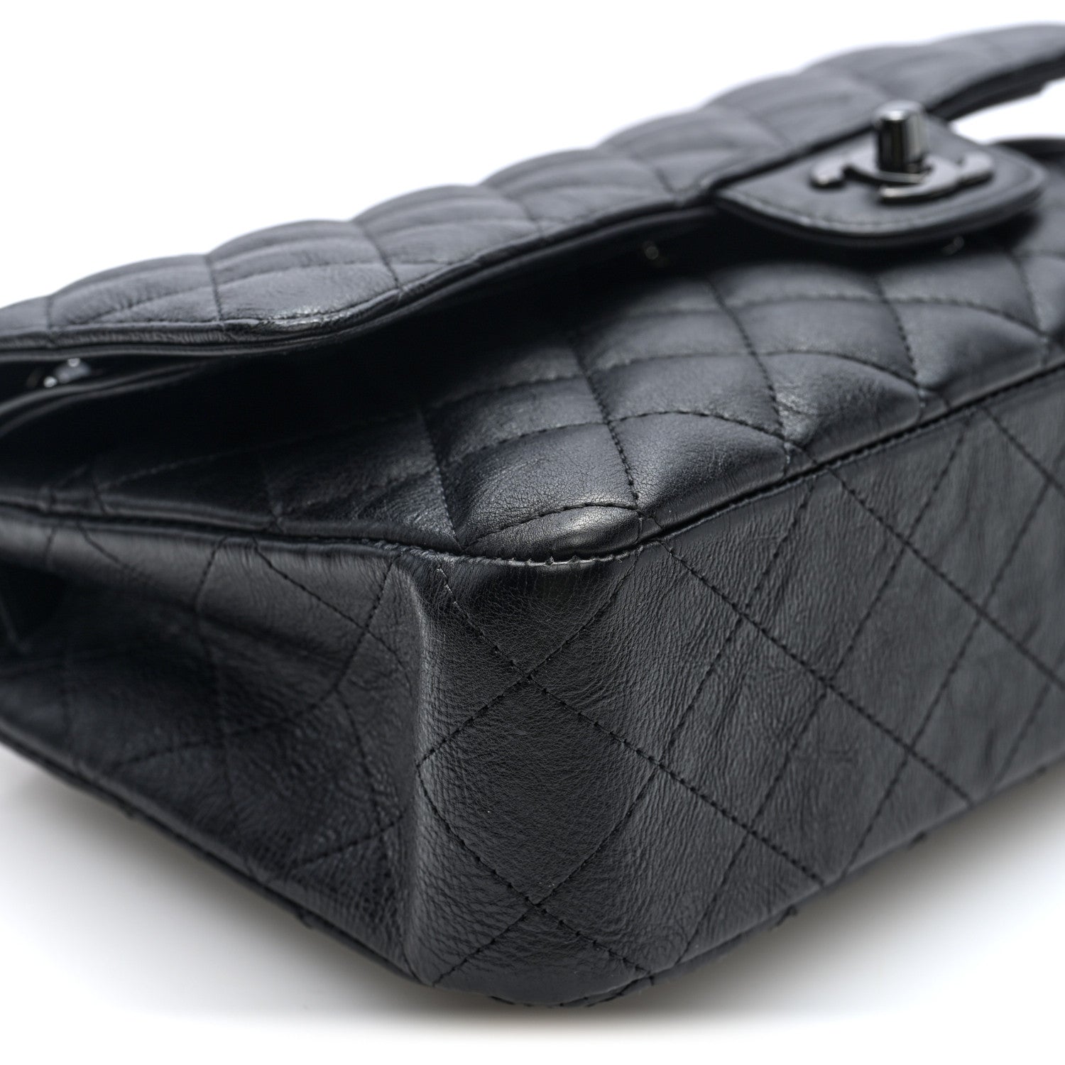 Chanel Crumpled Calfskin Quilted Medium Double Flap So Black 9 of 10