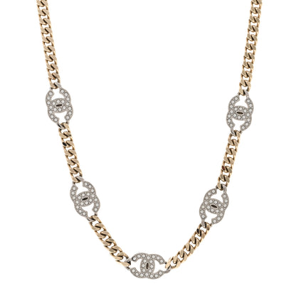 Chanel Crystal Chain CC Link Choker Gold Silver 1 of 6