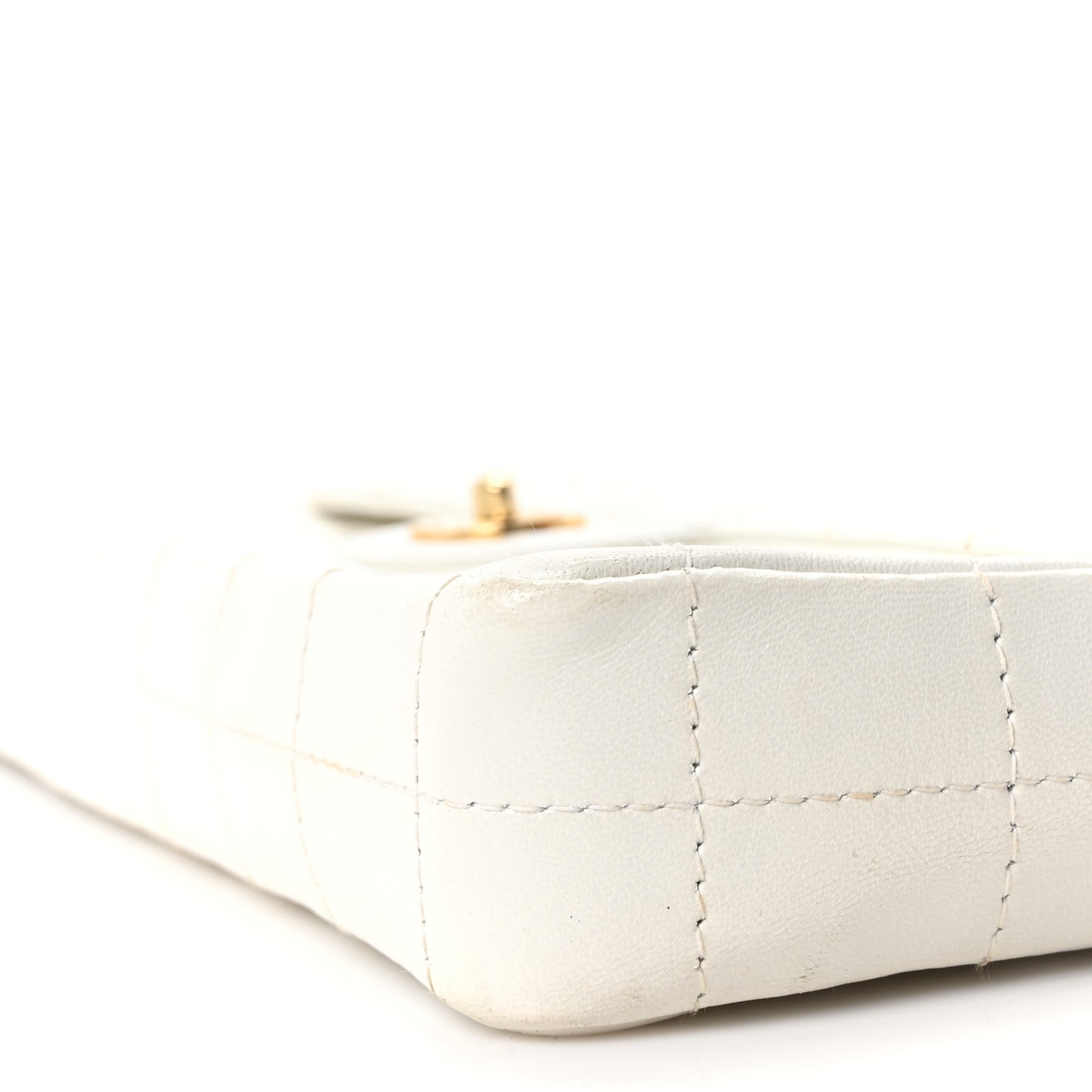 Lambskin East West Chocolate Bar Flap White