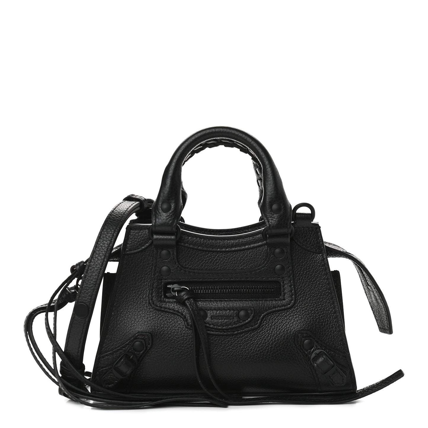 Grained Calfskin Neo Classic Black Hardware Nano City Crossbody Black