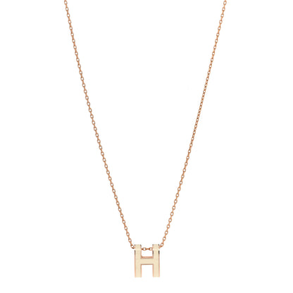 Hermes Lacquered Rose Gold Mini Pop H Pendant Necklace White 1 of 6