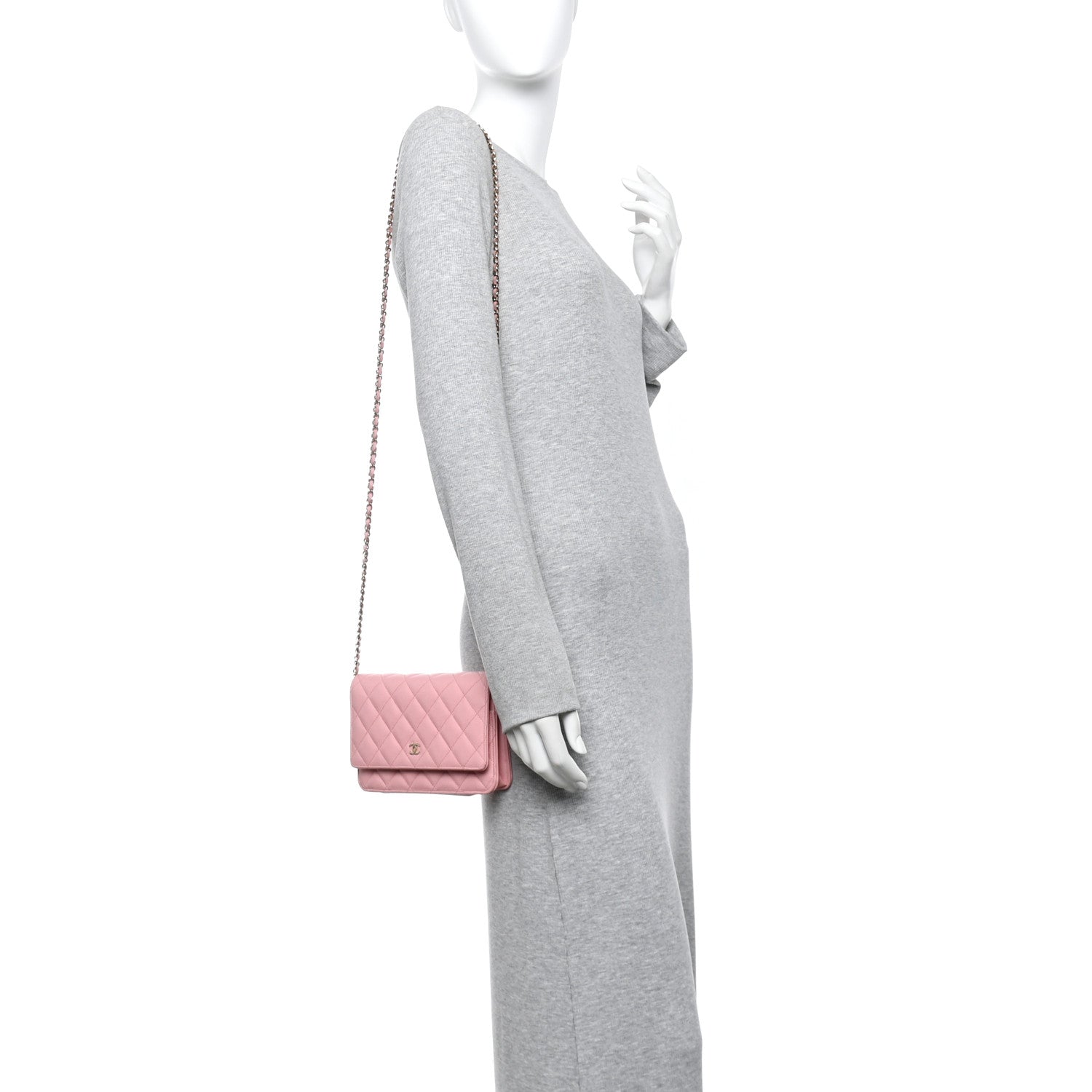 Chanel Caviar Quilted Wallet on Chain WOC Light Pink 2 of 12