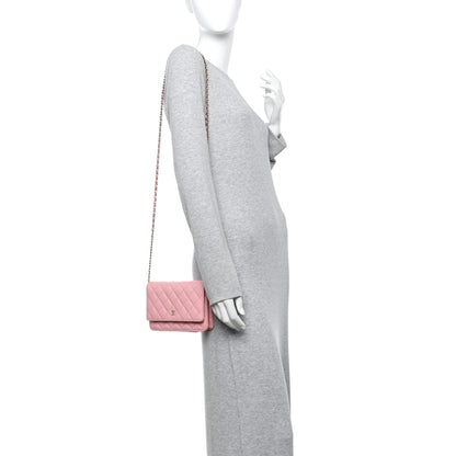 Chanel Caviar Quilted Wallet on Chain WOC Light Pink 2 of 12