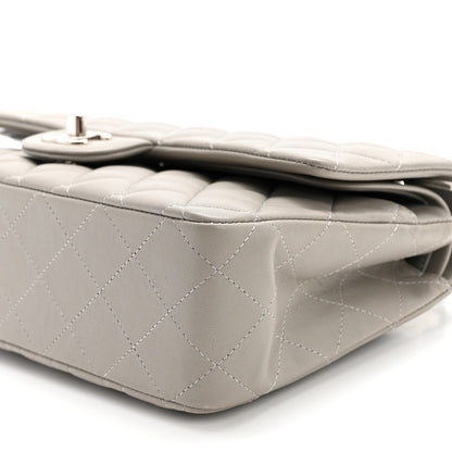 Chanel Lambskin Quilted Medium Double Flap Grey 10 of 13