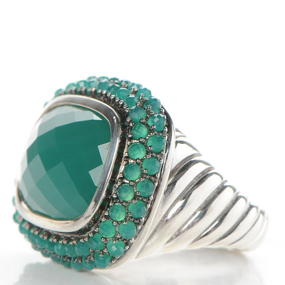 David Yurman Sterling Silver Green Onyx 18mm Osetra Ring 54 7 3 of 5