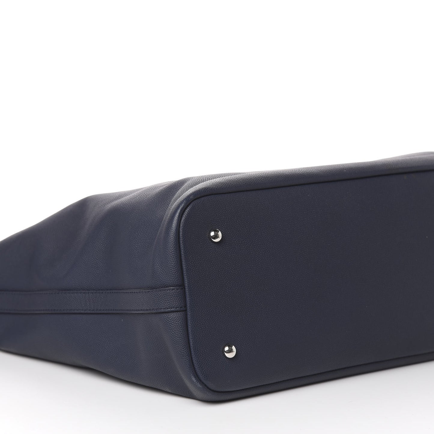 Grained Calfskin Large Coco Eyelets Shopping Tote Navy