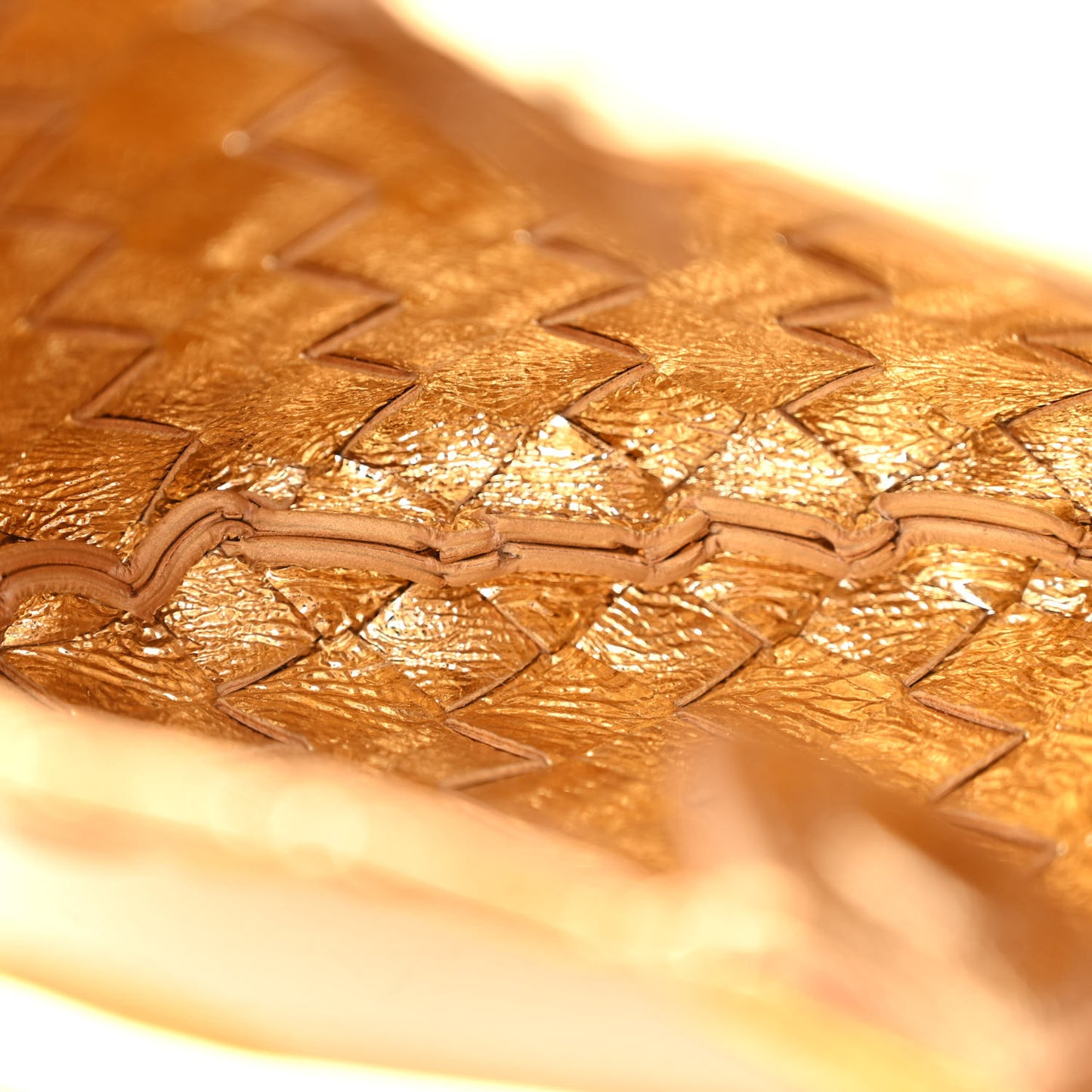Mirror Laminated Nappa Intrecciato Mini Sardine Bag Gold