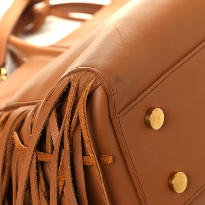 Saint Laurent Calfskin Small Rive Gauche Fringe Tote Tan 10 of 12