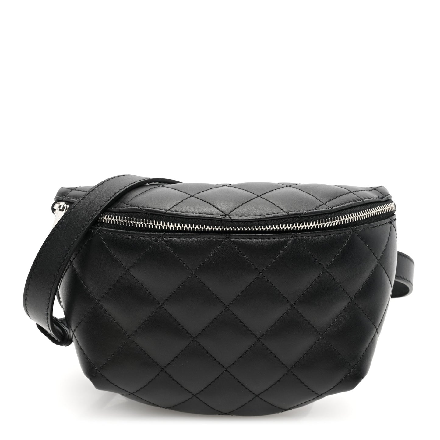 Lambskin Quilted Waist Belt Bag Black