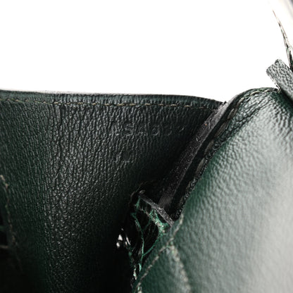 Hermes Shiny Porosus Crocodile Birkin 30 Vert Fonce 7 of 13