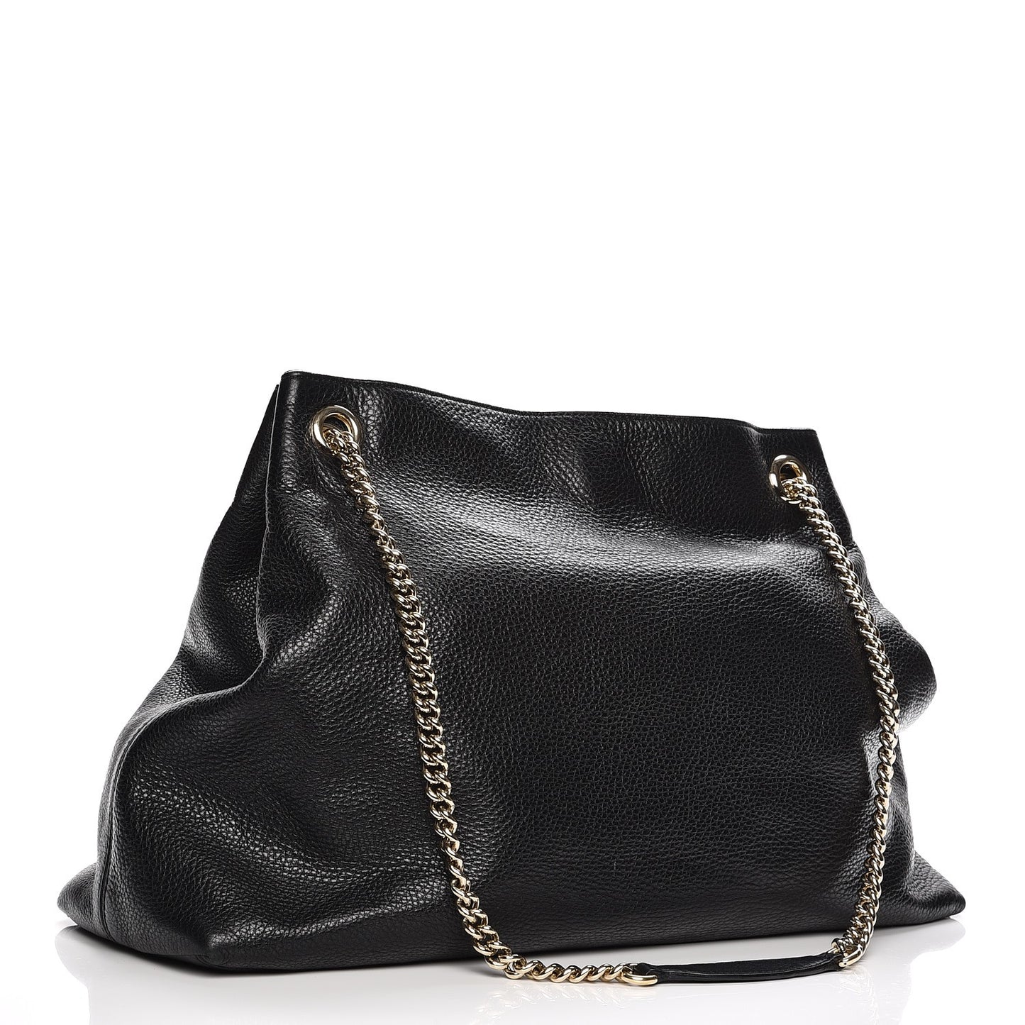 Pebbled Calfskin Large Soho Chain Shoulder Bag Black