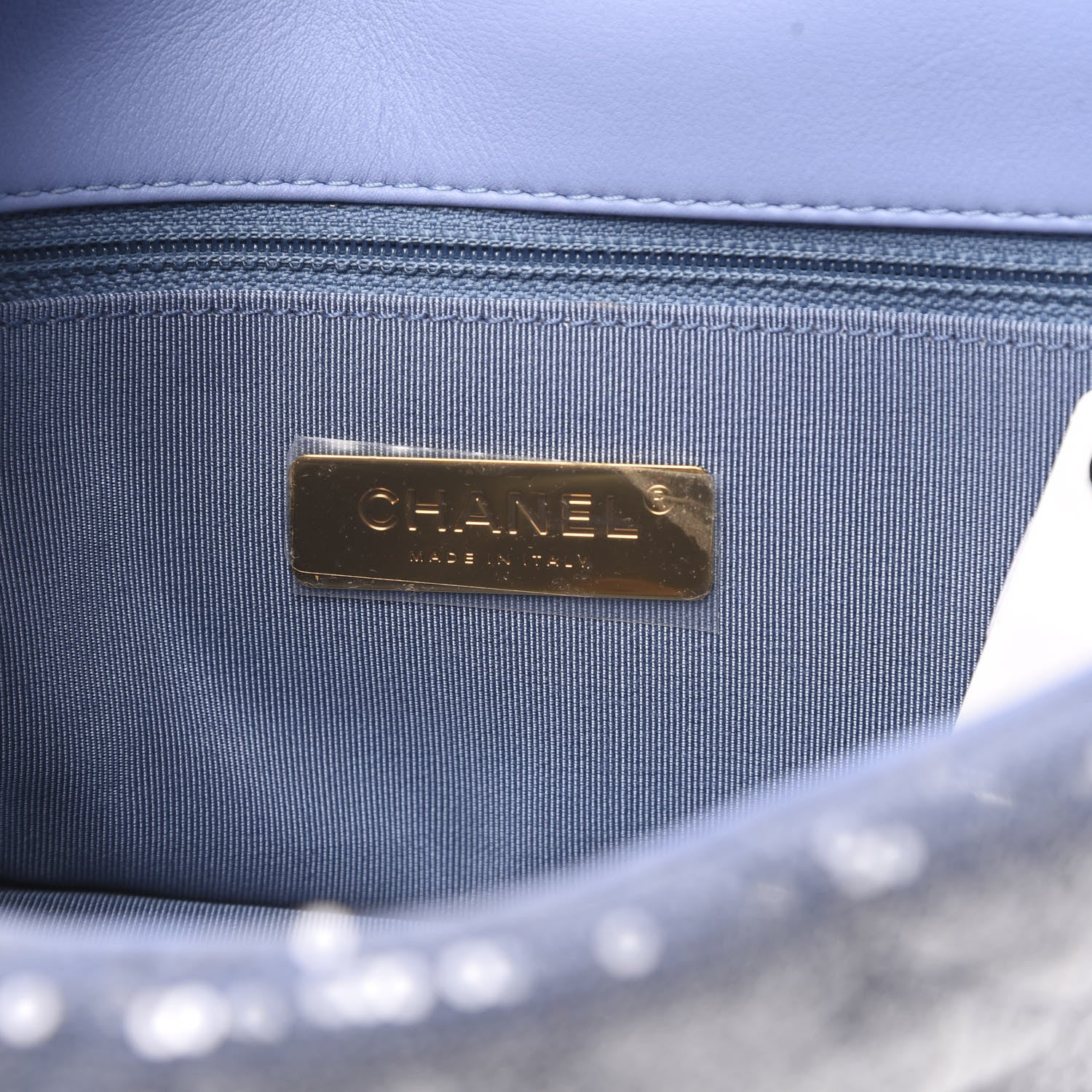 Chanel Sequin Quilted Medium 19 Flap Light Blue 7 of 10