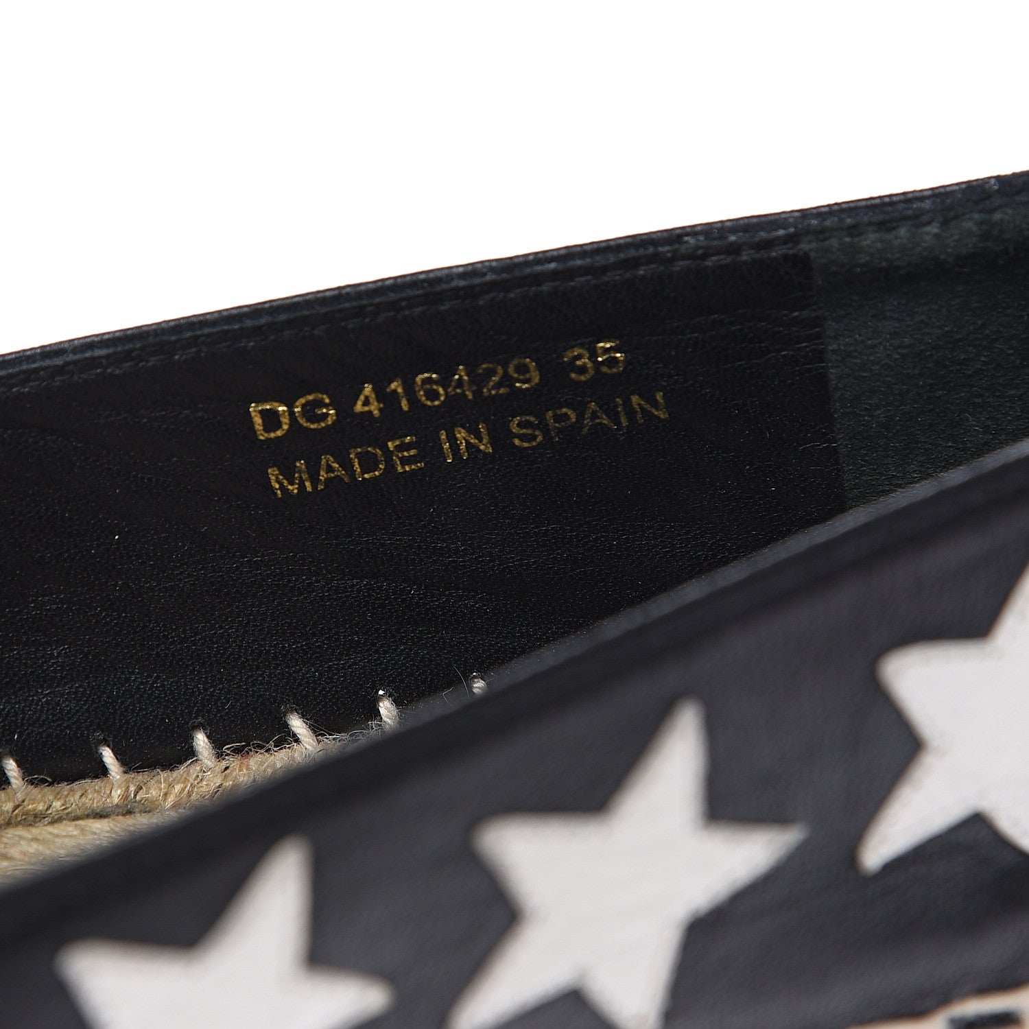 Saint Laurent Nappa Embossed Star Print Espadrilles 35 Black Optic White 7 of 10