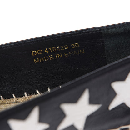 Saint Laurent Nappa Embossed Star Print Espadrilles 35 Black Optic White 7 of 10