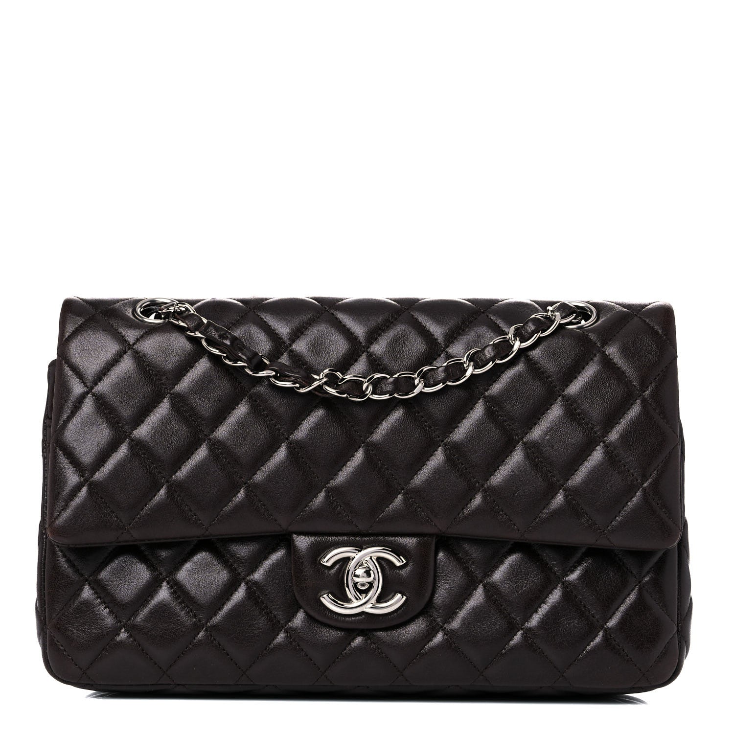 Chanel Lambskin Quilted Medium Double Flap Dark Brown 1 of 18