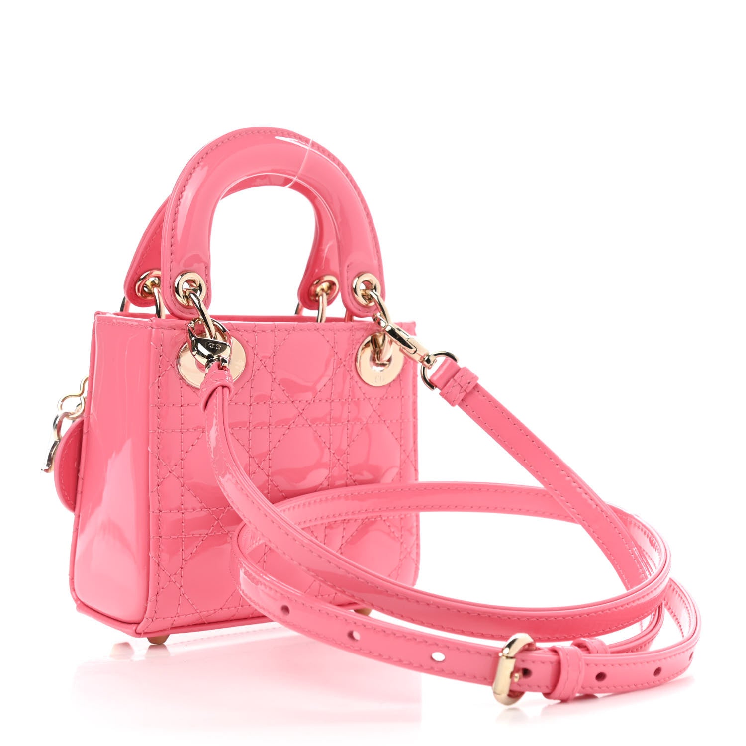 Christian Dior Patent Cannage Micro Lady Dior Peony Pink 2 of 7