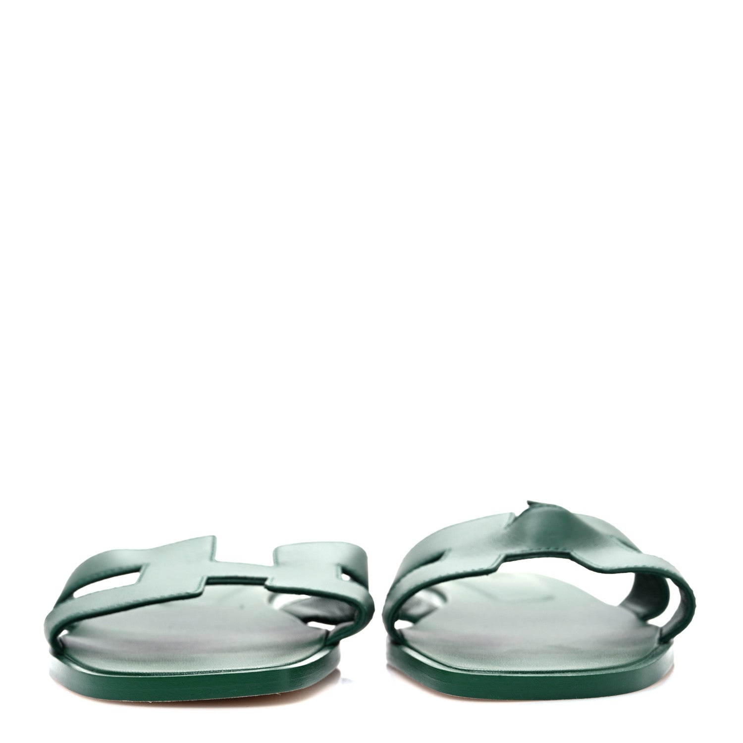 Hermes Calfskin Oran Sandals 40.5 Vert Electrique 3 of 10