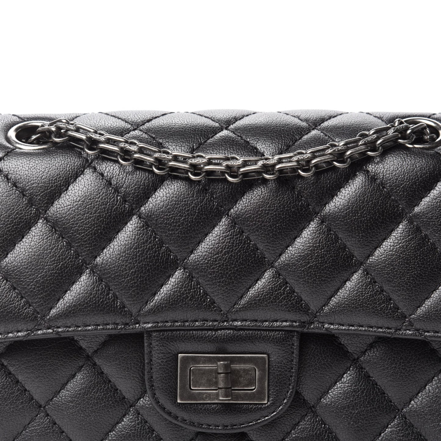 Goatskin Quilted 2.55 Reissue Mini Flap Dark Silver